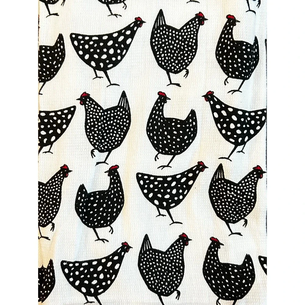 Bliss Studio Kitchen Towels Set of 2 Black White Chicken Hen Farmhouse